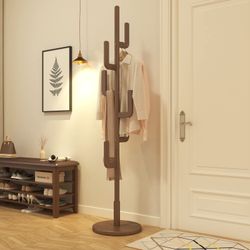 KungFuWood Coat Rack, Unique Design Cactus Coat Rack Freestanding