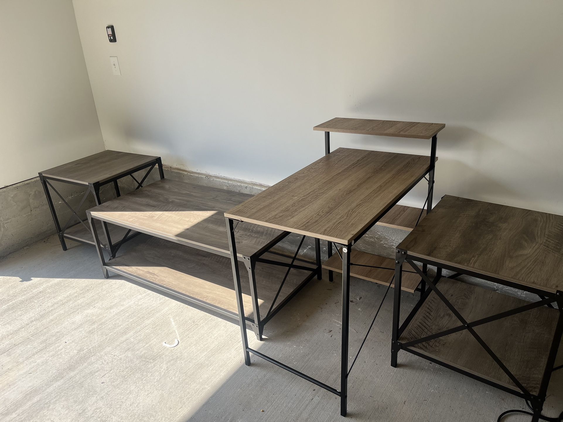 Computer Desk & Living Room Table W/ 2 Side Tables 