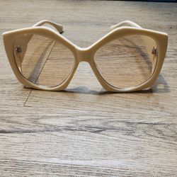 Cream Oversized Cat-Eye Glasses
