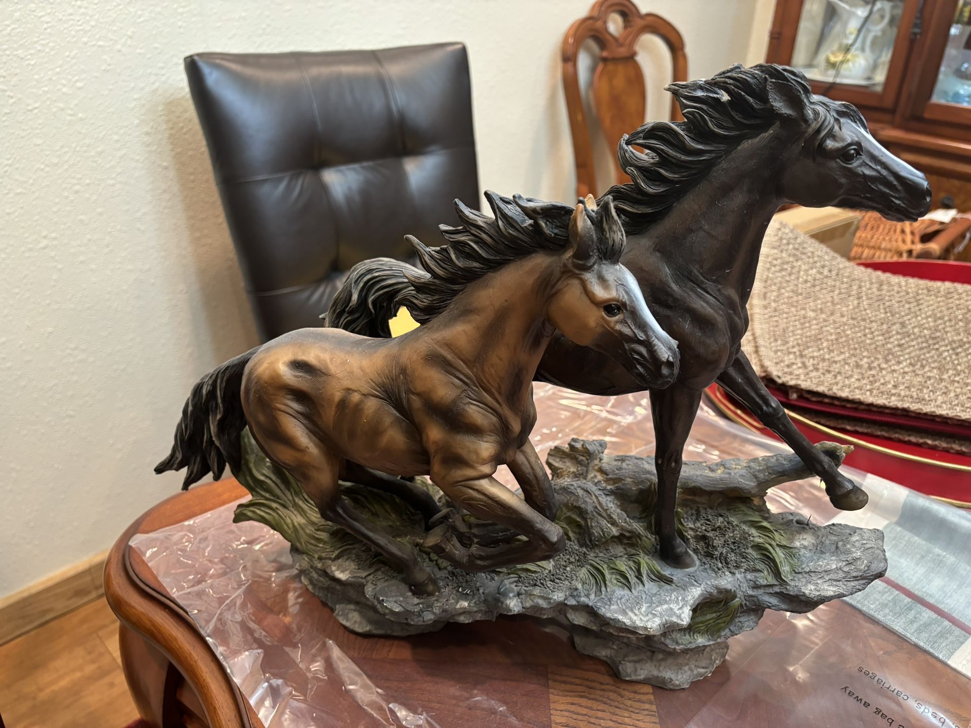 Home Decor 2 Horses Galloping Statue