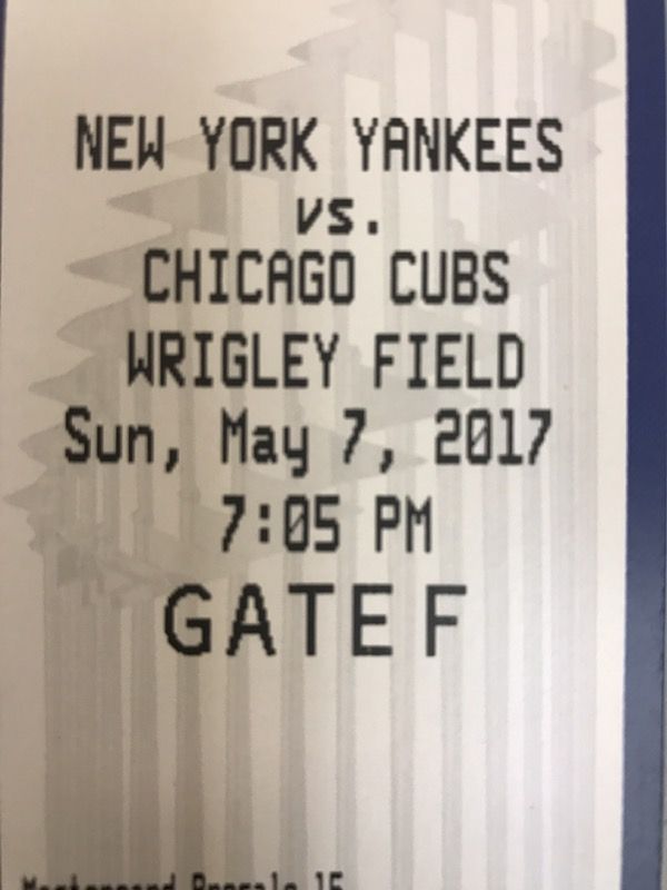 Cubs vs Yankees Sunday may 7 4 tickets