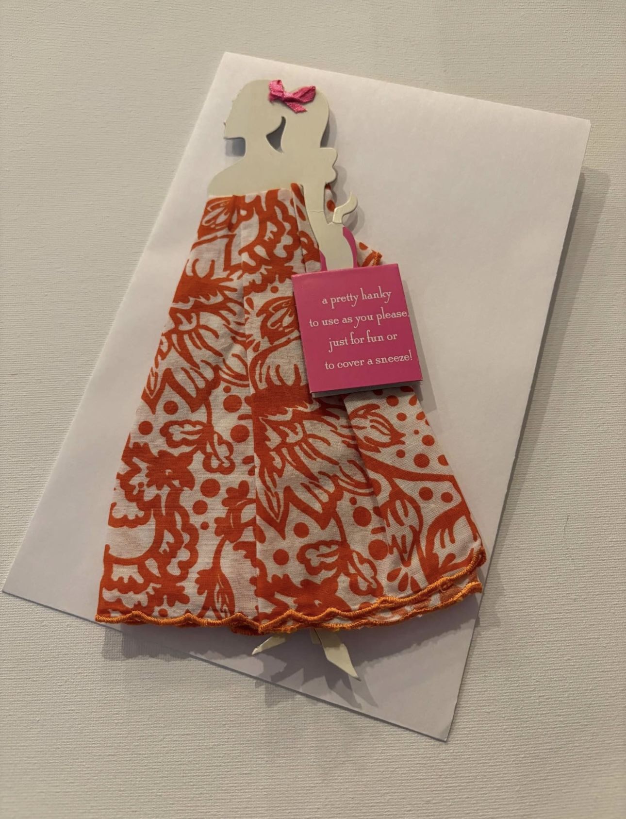 Greeting card vintage in well wishing doll handkerchief mail