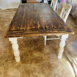 Heavy Wood 7 Foot Dining Room Country Table