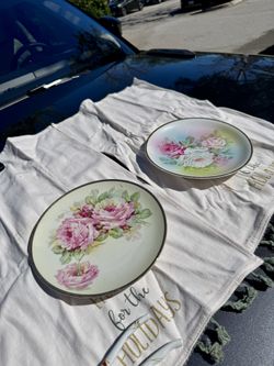 Floral Pink and Green Dinner 2pc Plates