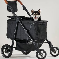 Medium Dog Stroller for Large Dogs, pet Stroller for Medium Dogs Up to 66lbs, All-Terrain with Adjustable Handle & Canopy, Sun Shades