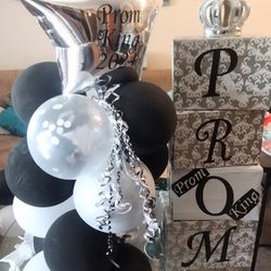 Black 🖤 White 🤍 Silver Prom King 👑 Prom Queen 2024 Balloon Columns 