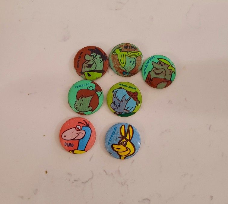 1973 Vintage Hanna-Barbera The Flintstones Pinback Buttons

