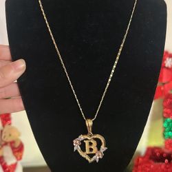 Initial “B” Pendant With Necklace 