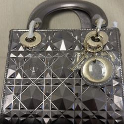 Authentic Dior Lady Dior Metallic Silver Bag – Limited Edition
