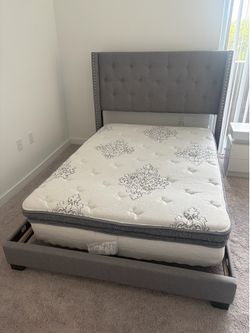 Full Size Bed Frame and  Gel Hybrid Mattress