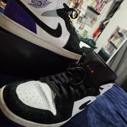 Jordan 1 Se Mid Black And Purple 