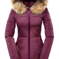 Valuker Women's Down Coat With Fur Hood With 90% Down Parka Puffer Jacket