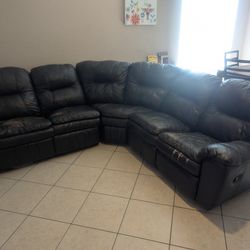 Black Leather Reclining Sectional