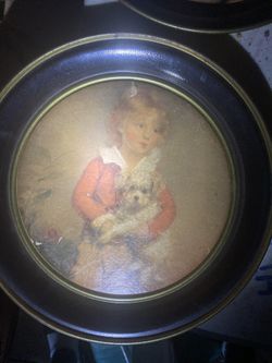 Four vintage tin plaques