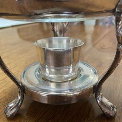 Vintage Glass Silverplate Coffee Pot Carafe With Warming Stand