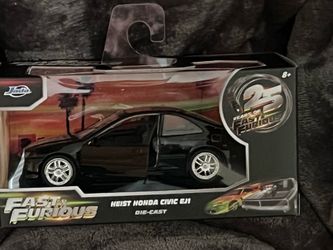 Fast & Furious 25th Anniversary Heist Honda Civic EJ1 Die-Cast – Black – Opening Doors