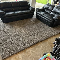 Leather Couch And Loveseat With 8x10 Area Rug