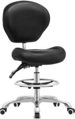 Open Box Adjustable Stools Drafting Chair with Backrest & Foot Rest Drafting Stool Swivel Seat Rolling Wheels for Studio Dental Office Salon Counter