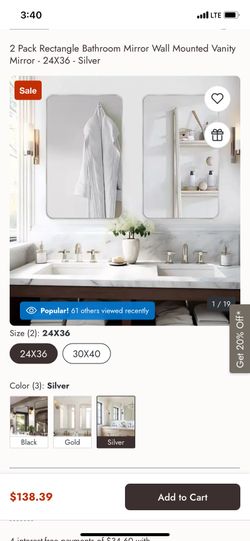 Bed Bath & Beyond  Vanity Wall Mirror Silver 24X36