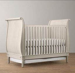 Gray Sleigh crib, all hardware included