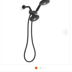 Rosewood 6-Spray Patterns 1.75 GPM 4.93 in. Wall Mount Dual Shower Heads in Matte Black