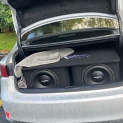 2 12inch Skar Audio Subs, Amplifier, Amp kit Wires, Signal converter