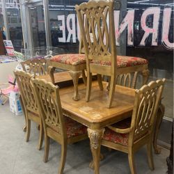 Dining room table with eight chairs