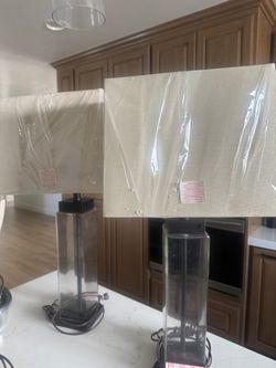New Set of 2 Modern Table Lamps with Shades