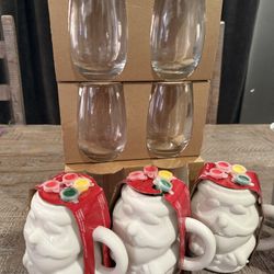 Wine Glass And Santa Cups