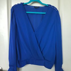 Navy blue embellished blouse local pickup
