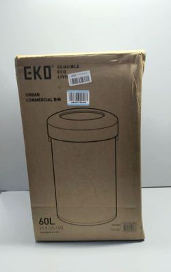 EKO 16-Gallon Round Black Stainless Steel Open Top

Trash Can, Large Commercial Waste Bin with Detachable Lid and Carrying Handle, Brushed Metal Garba
