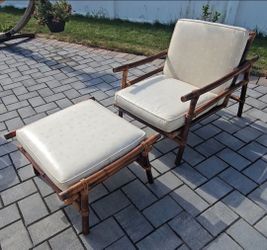 Vtg 1950s Ficks Reed Bamboo Rattan Lounge Chair John Wisner Far Horizons MCM