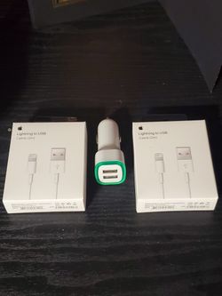 Iphone Lightning Cable With LED Dual Car Charger