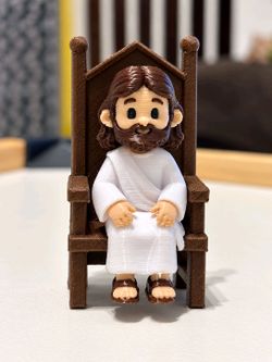 3D Printed Jesus Figurine on Throne Chair