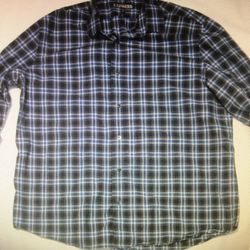 Express Mens Modern Fit Long Sleeve Button Up Shirt XL/TG 17-17 1/2 Plaid Blue