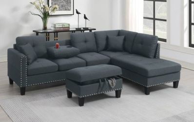 BRAND NEW 3PC SECTIONAL SOFA SET WITH OTTOMAN AND ACCENT PILLOWS INCLUDED $399