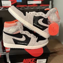 Nike Jordan 1 Retro Sz 9.5 Neutral Grey Hyper Crimson