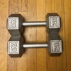 Hex Metal Dumbbells Weights..2 X 20 lbs…Total 40 Pounds