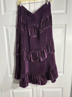 Tally Taylor Purple Plissé Pleated Skirt Suit Jacket 2 Pc Set Sz 18 Elegant (A4)