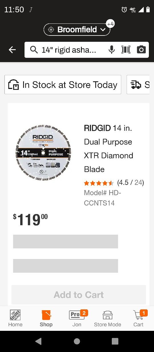 14" Rigid Asphalt And Concrete Demo Saw Blade