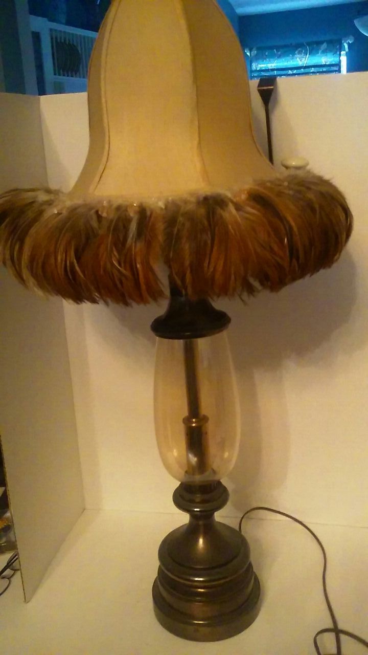 Vintage Lamp with real feathers