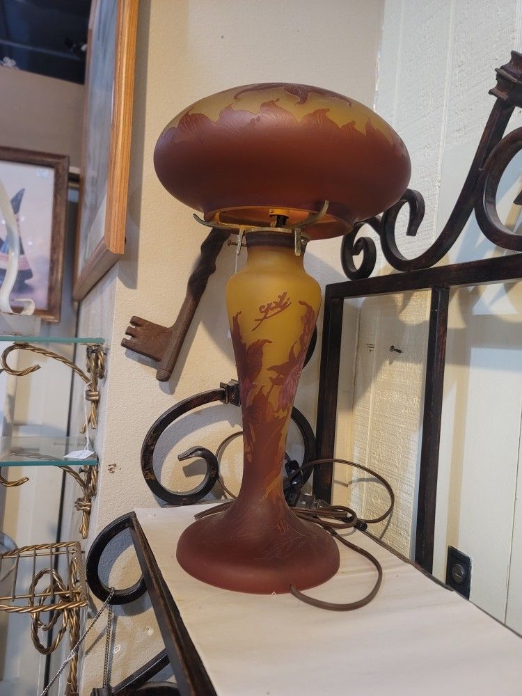 Vintage Galle Mushroom Lamp Signed