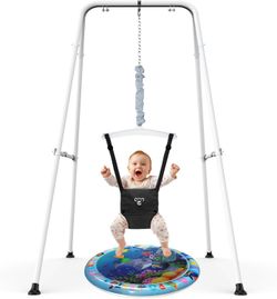 G TALECO Gear Baby Jumper with Stand,Baby Bouncer,Easy Set-Up,Baby Exerciser for Active Babies,Suitable for Indoor and Outdoor, Black (Water Mat Inclu