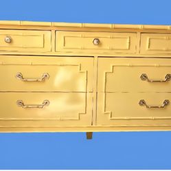 Vintage faux bamboo 7 drawer Thomasville allegro dresser credenza
