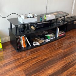 Black TV Stand with Shelves – Fits Up to 55” TV - $25