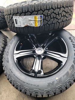 OEM 18" MERCEDES BENZ GLC300 Glossy black wheels with new Goodyear AT wrangle  tires