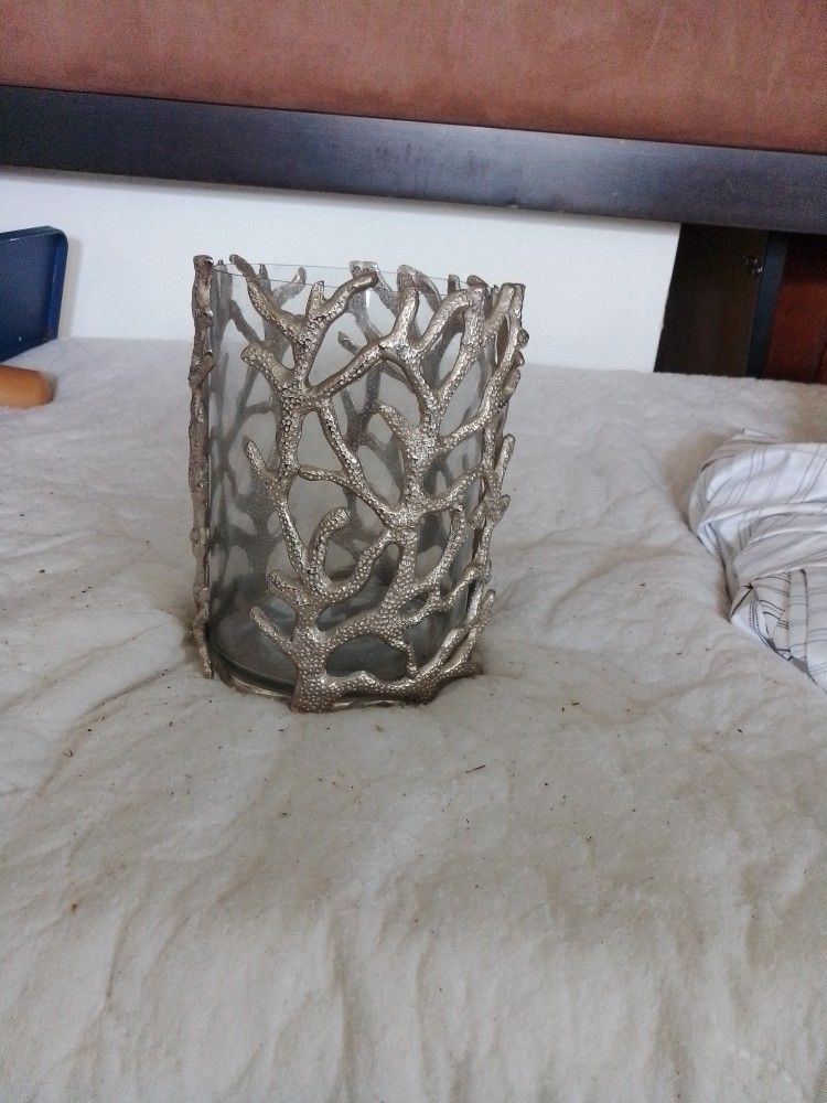 Candle Hole Glass with metal Design