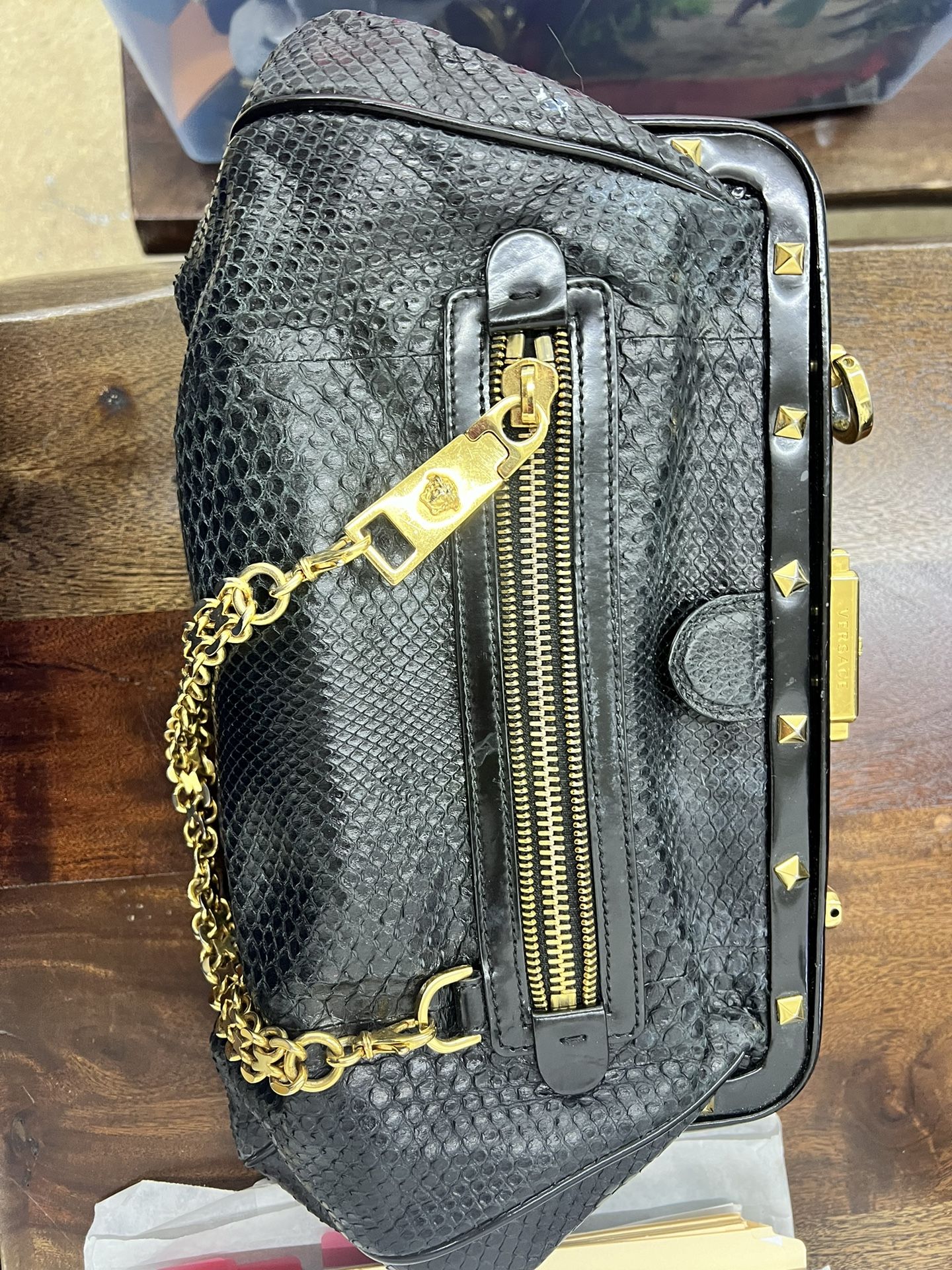 Original Versace Snake Skin Vintage Black Purse