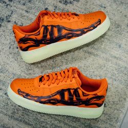 Air Force 1s Black And Orange Bones