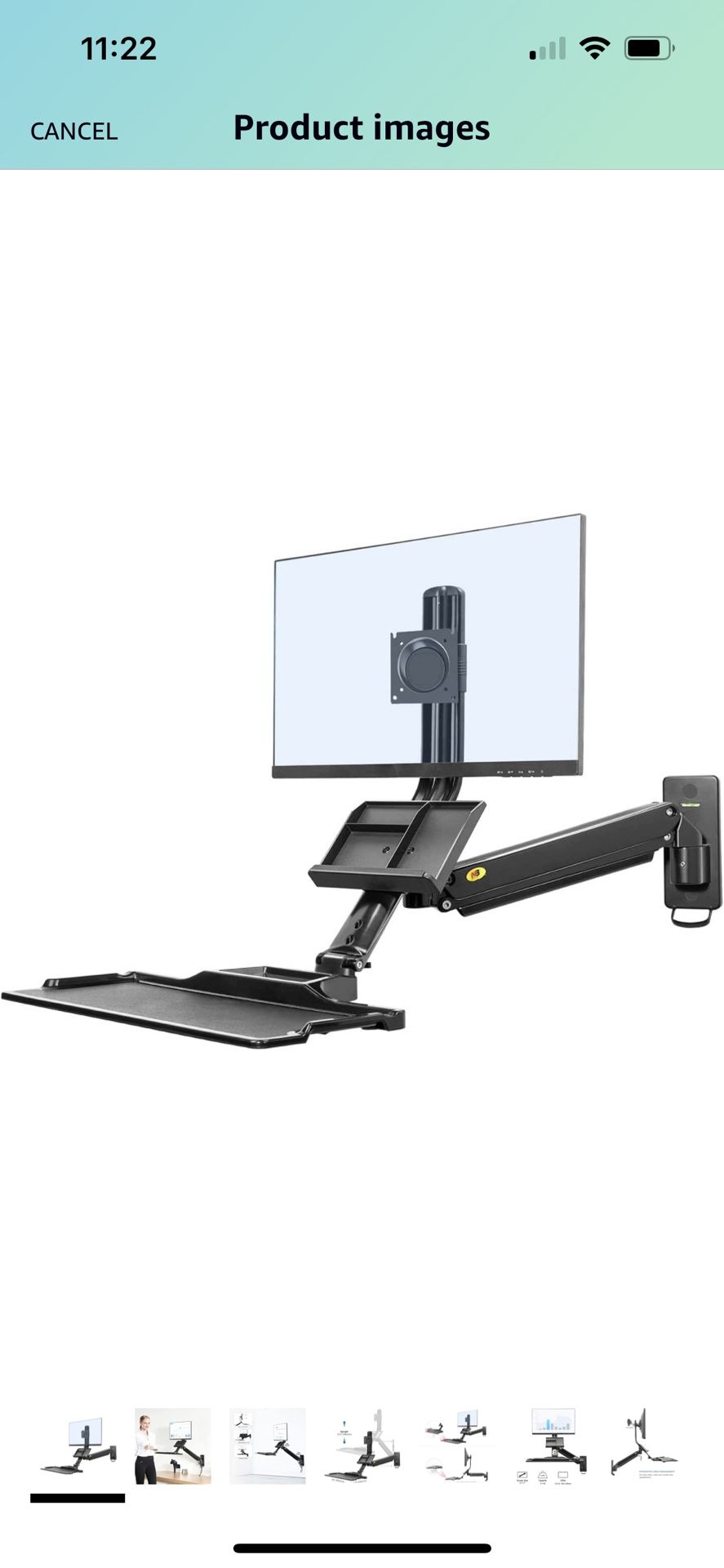 Sit Stand Workstation Wall Mount Height Adjustable Sit-Stand Converter for 19''-27'' Screens